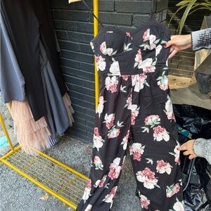 Floral Black Jumpsuit